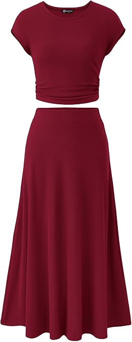 PRETTYGARDEN Two Piece Skirt Set for Women 2025 Summer Spring Dressy Casual Knit Travel Vacation Matching Lounge Outfits