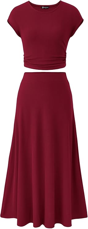 PRETTYGARDEN Two Piece Skirt Set for Women 2025 Summer Spring Dressy Casual Knit Travel Vacation Matching Lounge Outfits