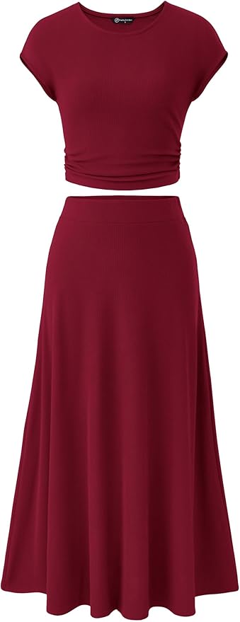 PRETTYGARDEN Two Piece Skirt Set for Women 2025 Summer Spring Dressy Casual Knit Travel Vacation Matching Lounge Outfits