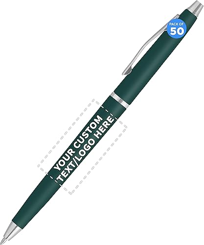 DISCOUNT PROMOS Langham - Juego de 50 bolígrafos personalizados, paquete a granel personalizado, tinta negra, ideal para oficina, escuela, negocios,