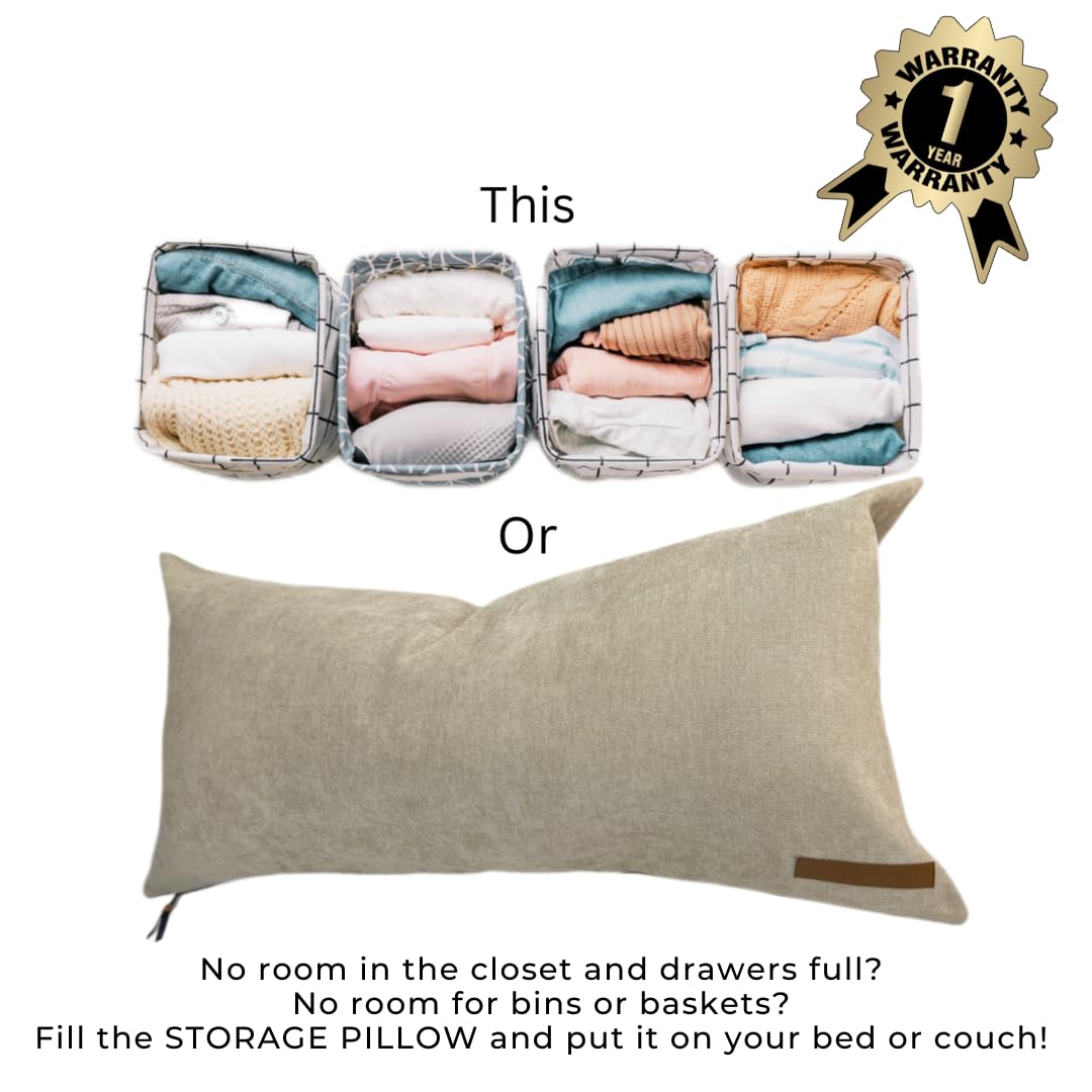 STORAGE PILLOW - Poszewka na poduszkę XL zapinana na zamek błyskawiczny, aby zmaksymalizować przestrzeń! Pomysł na przechowywanie dla kamperów Vanlife College Dorms Małe domy i małe przestrzenie.