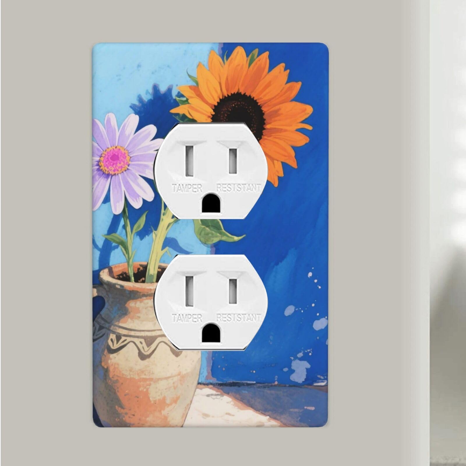 Daisy Sunflower Duplex Outlet Covers Wall Plates 1-Gang Switch Outlet Electrical Cover Plate Unbreakable Polycarbonate Switchplate Cover Faceplate For Bathroom Kitchen Home Decor