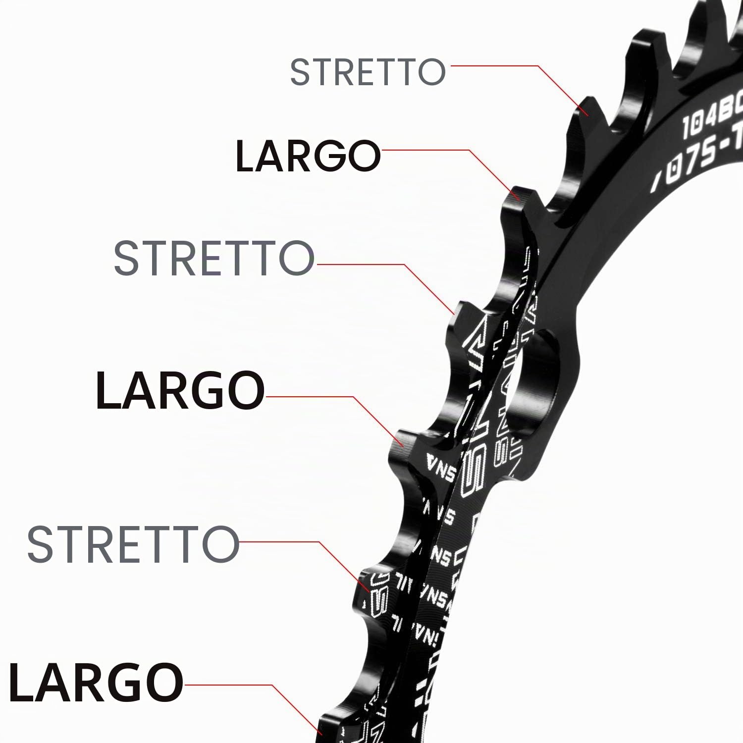 BOAO Corona 104 BCD 32T 34T 36T 38T Anello Catena Singola Stretta Larga con 4 bulloni per pignone per Bici da Strada, Mountain Bike, BMX MTB (Nero, 32T)