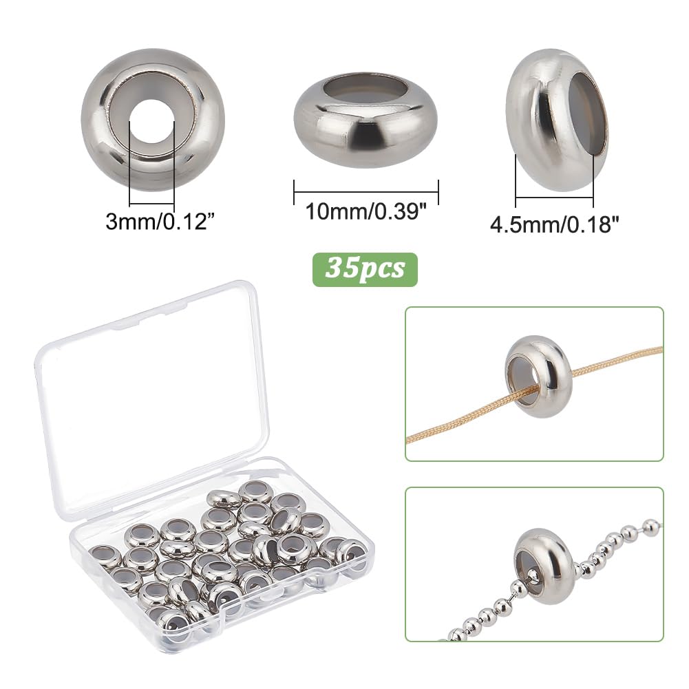 35 Stück Edelstahl-Gummi-Stopper – Anti-Rutsch-Perlen Als Abstandshalter Für DIY-Schmuck (10 Mm, Loch 3 Mm)
