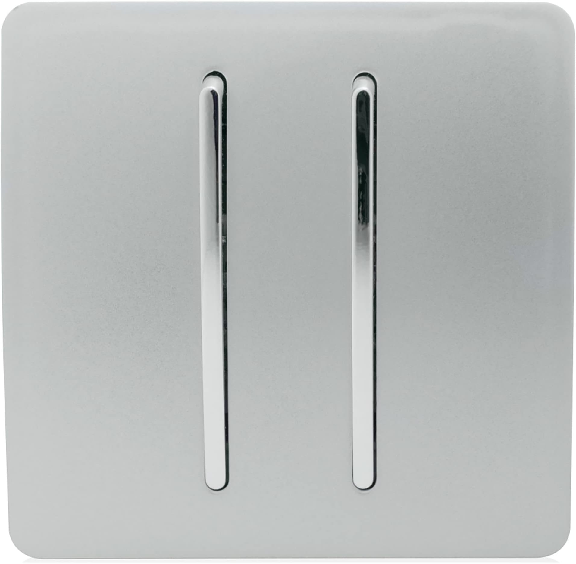 Trendi 2 Gang 1 Way Artistic Modern Glossy 10 Amp Rocker Tactile Light Switch Silver ART-SS3SI