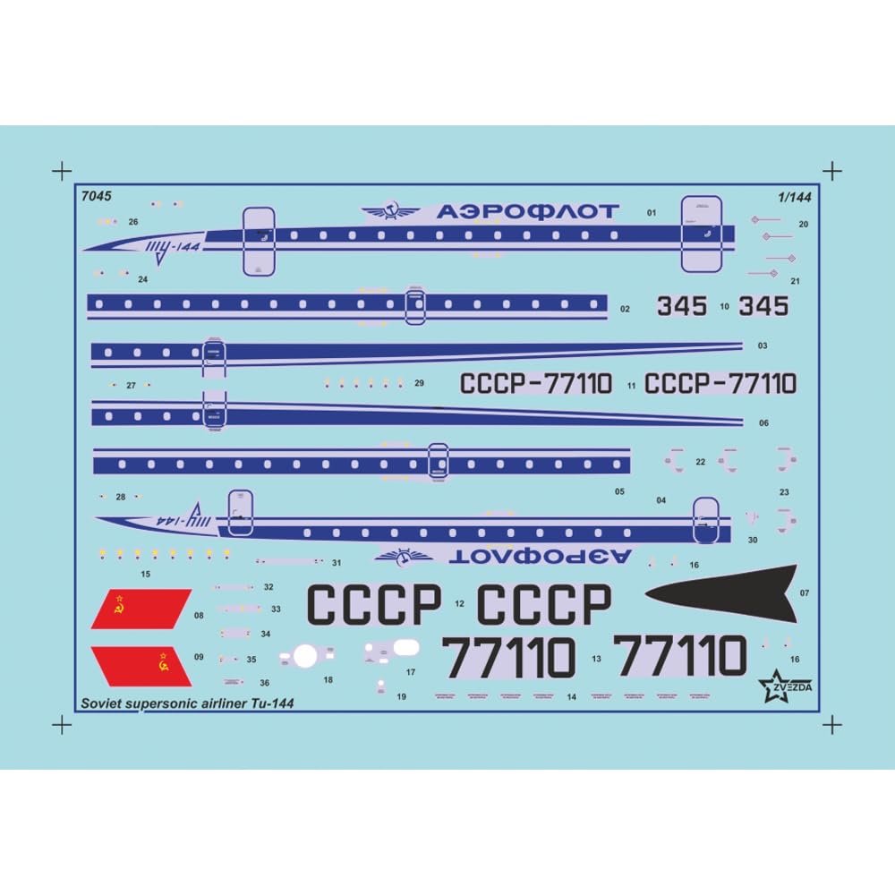 Zvezda 927045-1/144 Tupilev TU-144 - Scala 1:144