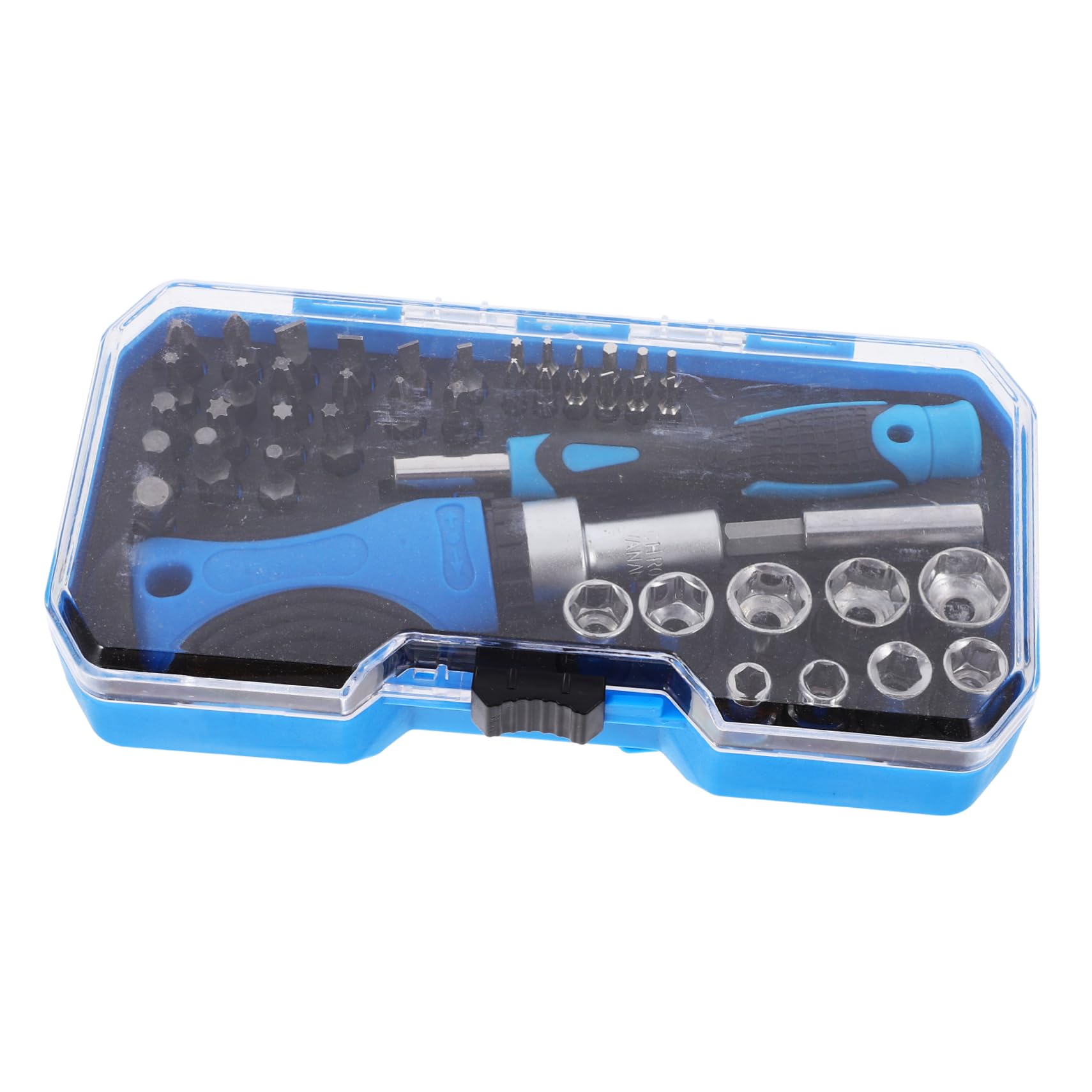 NUOBESTY Set Cacciavite a Cricchetto Portatile 44 Pezzi, con Bussole e Punte Multifunzione, Acciaio al Cromo Vanadio per Manutenzione Casa e Auto