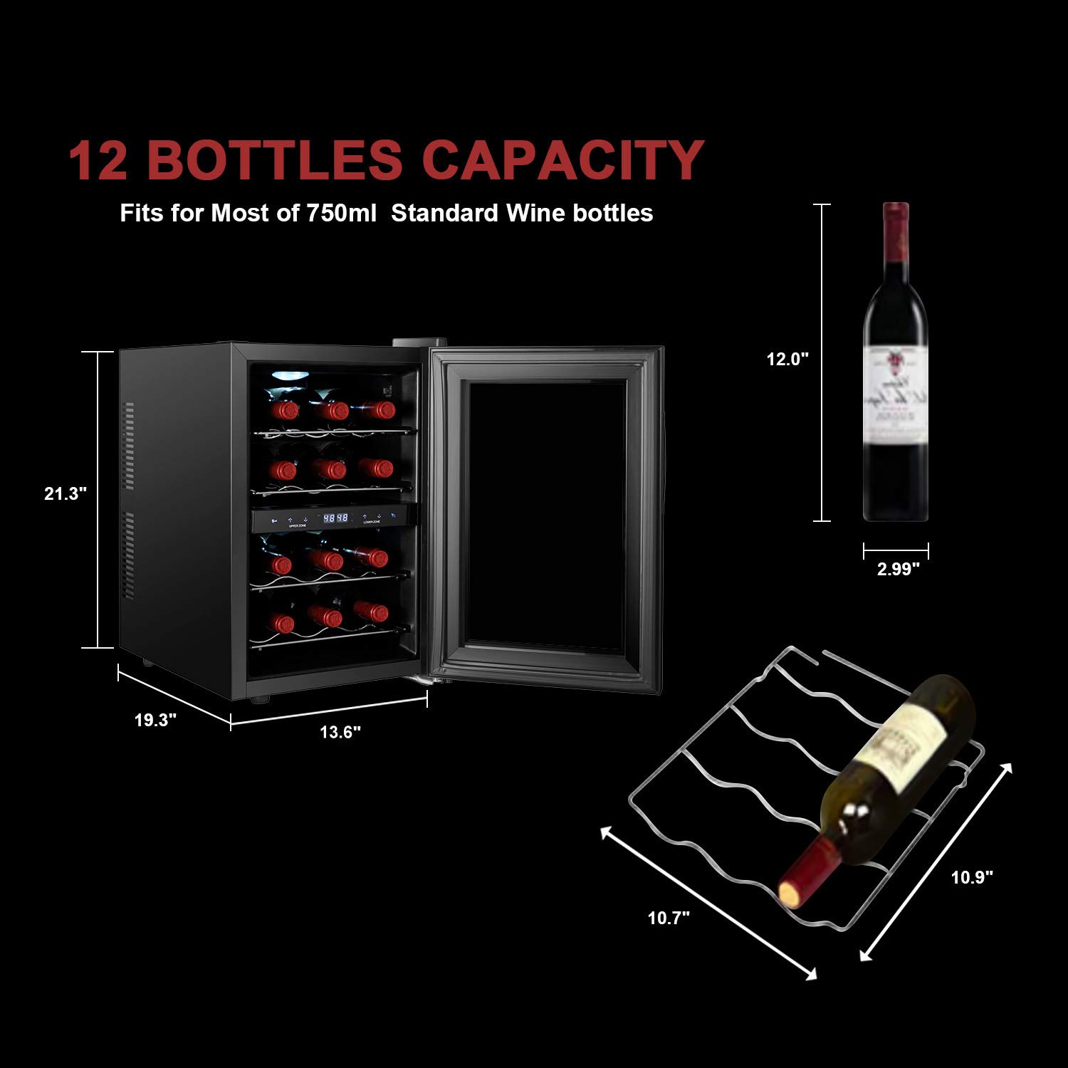 Buy Dual Zone Wine Cooler, Maisee 12 Bottles Mini Small Wine Cooler