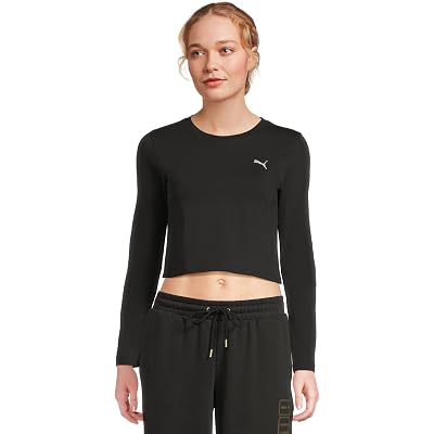 PUMA Essentials Cropped Long Sleeve Baby Tee puma black