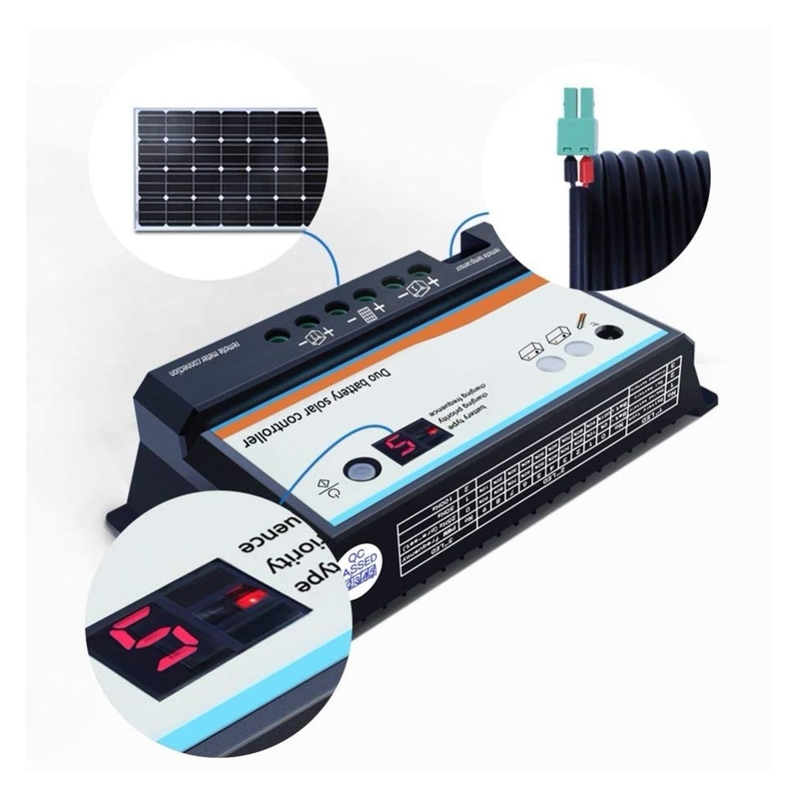 PWM 20A Podwójna Bateria Regulator Ładowania Słonecznego 12V 24V Automatyczne Regulatory Słoneczne Dwa Układy Pasujące Do Systemu RV DB-20A