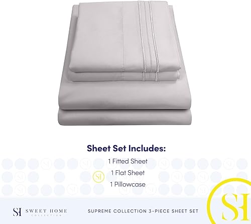 Vista 193 de Juego de sábanas extrasuaves de tamaño queen, ropa de cama transpirable y lujosa con correas elásticas integradas para las esquinas, colección