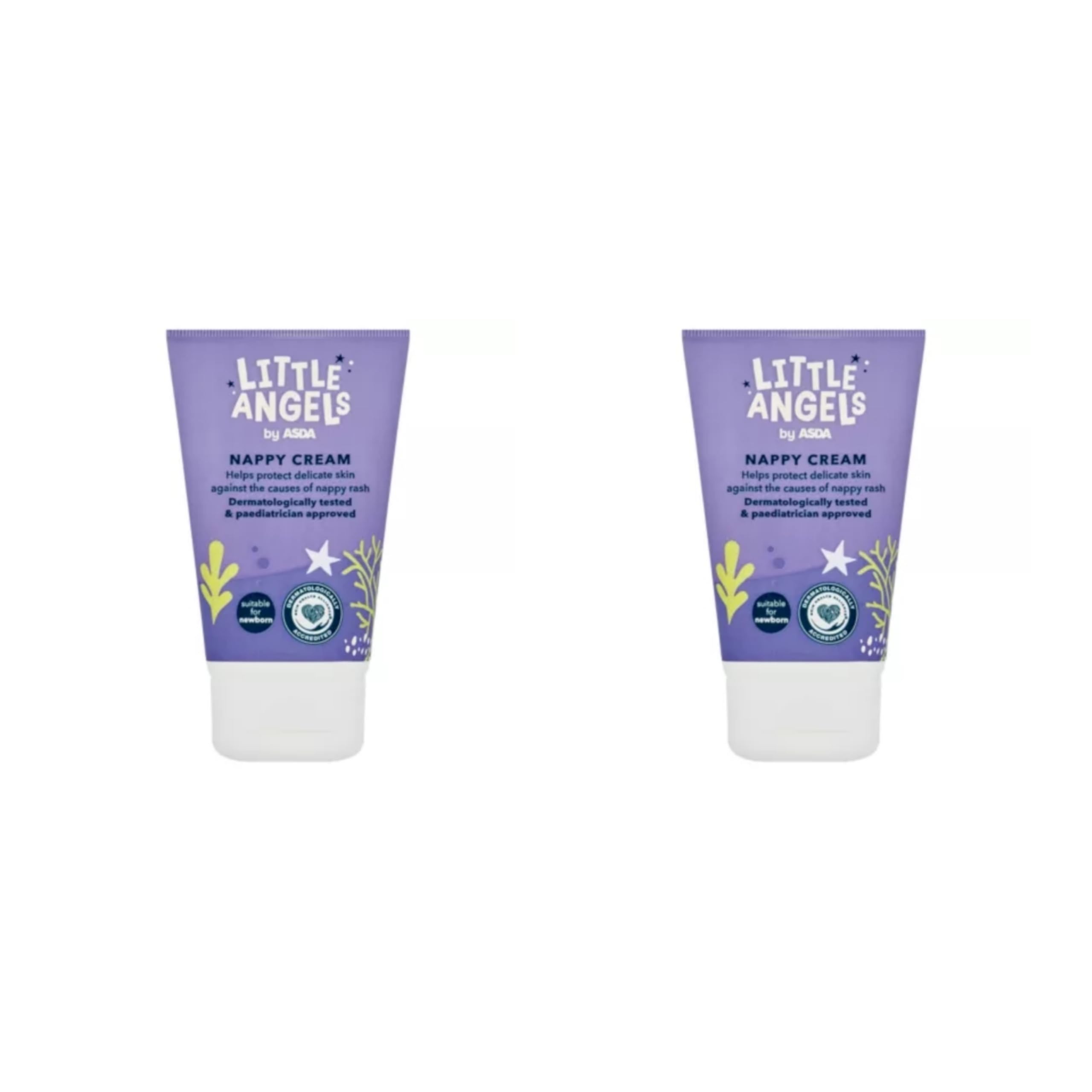 Bizzal Little Angels by ASDA Nappy Cream, Dermatologically Tested, Paediatrician Approved, Suitable for Newborns, 125g, Pack of 2