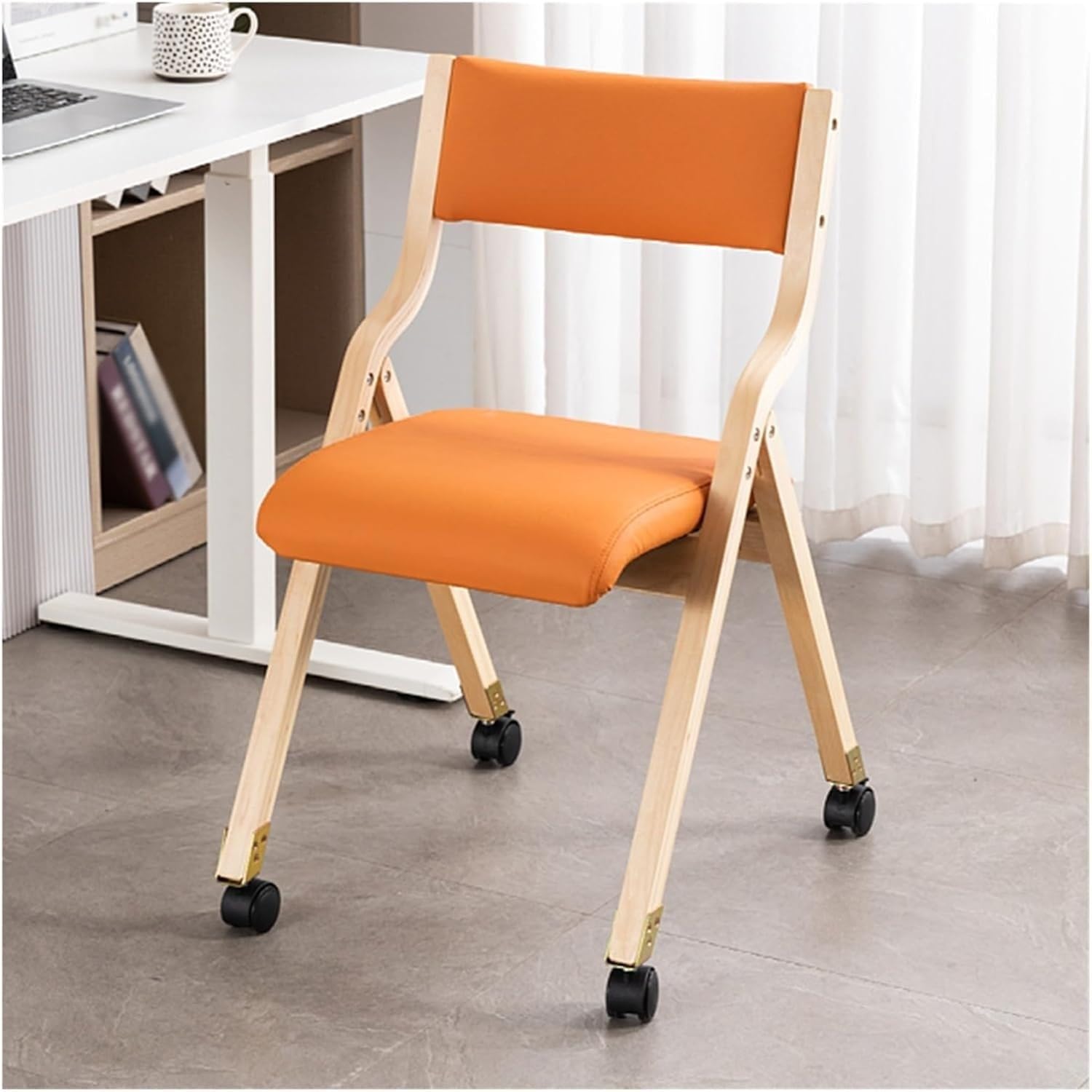 Chaises pliantes avec dossiers, tabourets d'ordinateur et de cuisine empilables avec roulettes, design sans assemblage pour événements, bureau à domicile, mariages et utilisation en intérieur