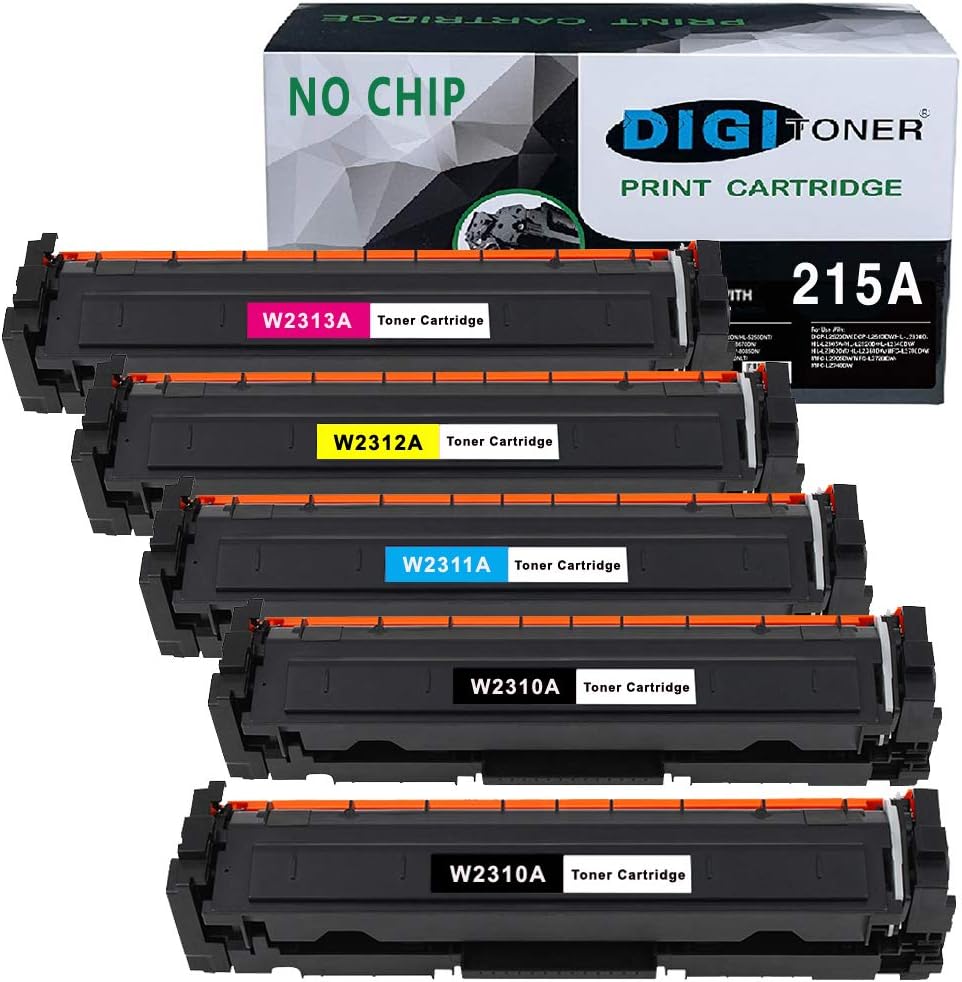 🔥 Hot Deals DIGItoner Compatible Toner Cartridges Replacement for HP 215A W2310A W2311A W2312A W2313A for HP Color Laserjet Pro MFP M182nw M183fw M155 M183 M182 No Chip［BBCMY, 5-Pack］