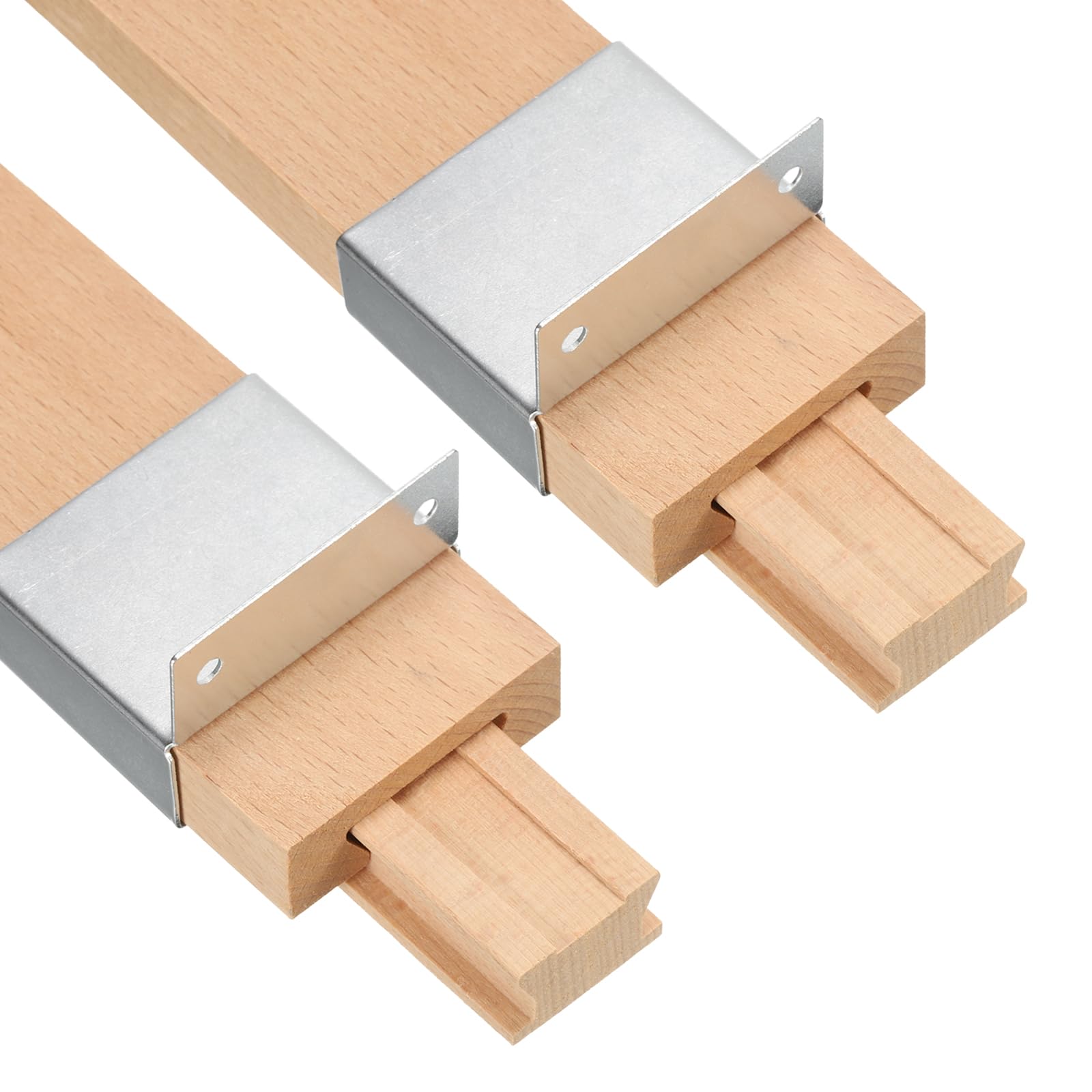 uxcell 2 Sets Wooden Drawer Slides with Metal Slide Glide Bracket