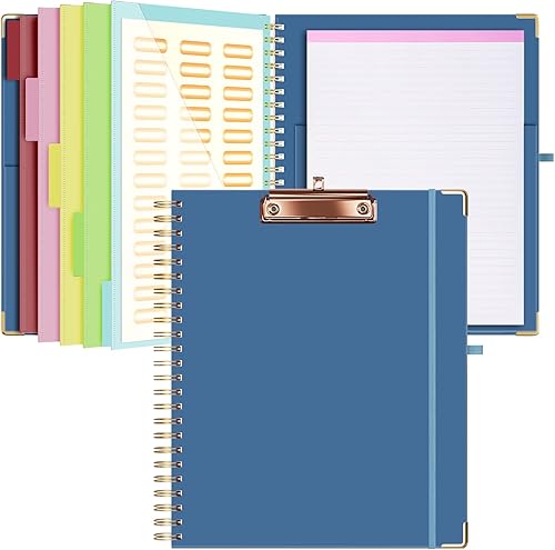 Miniatura 12 de Ospelelf Folio portapapeles con bloc de notas para tamaño carta, carpeta portapapeles con almacenamiento, 5 carpetas con 10 bolsillos, cierre Tarot