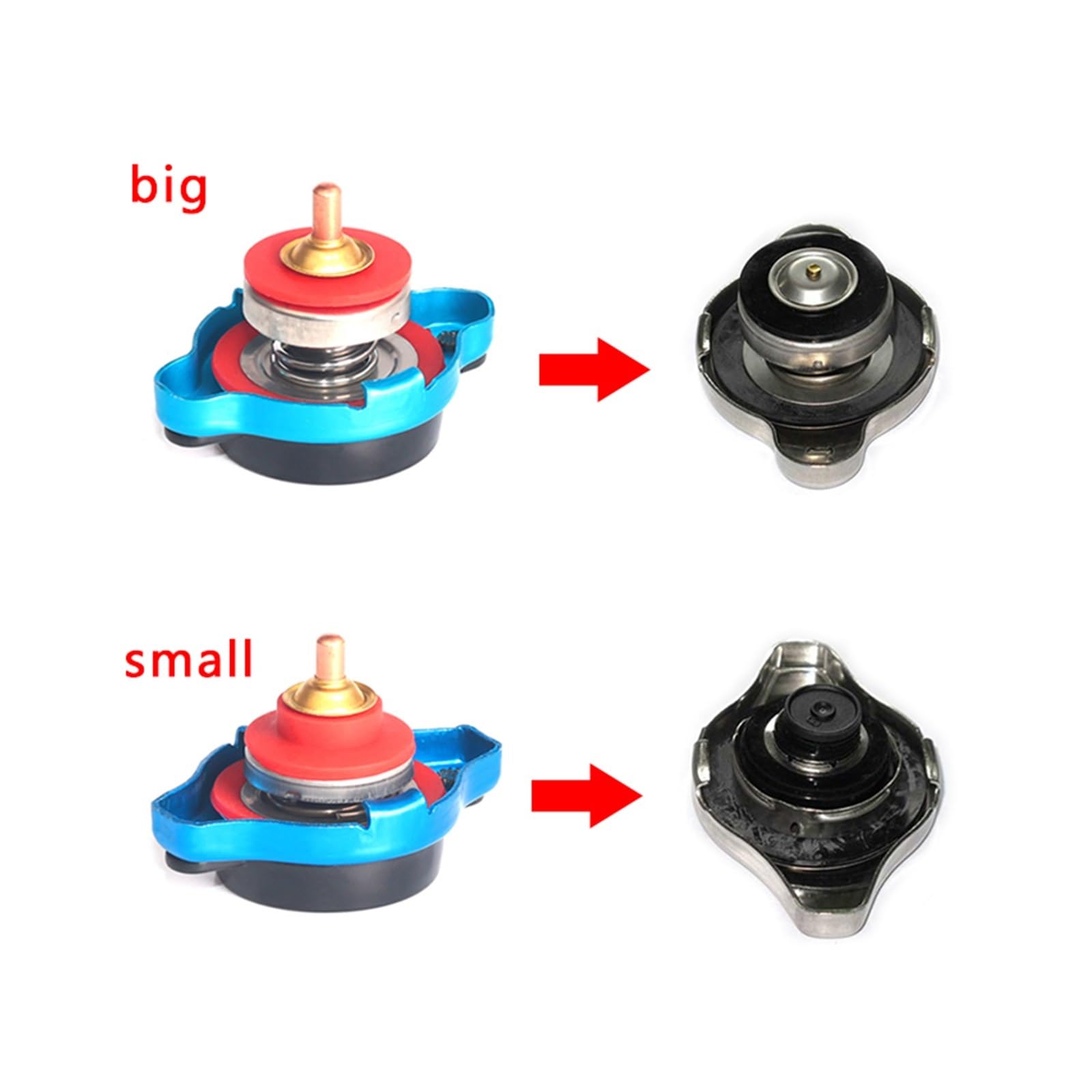Car Motorcycle Styling D1 Spec Thermo Radiador Cap Tank Cover Medidor de temperatura del agua con utilidad Safe 0.9 Bar / 1.1 Bar / 1.3 Bar (Color : Big Head 1.1)