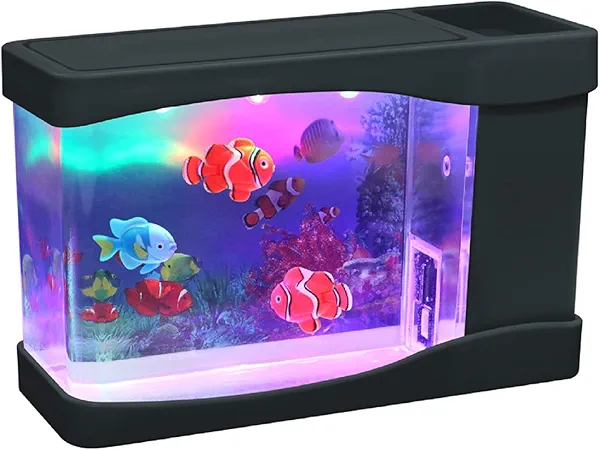Lightahead® Artificial Mini Aquarium A Sensory Multi Colored LED Swimming Fish Tank with Bubbles
