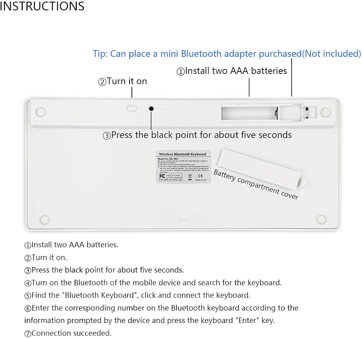 Wireless Korean Keyboard, Minority Language Hangul Keyboard Ultra Thin Lightweight Silent Bluetooth Keyboards for Laptop/Computer/Surface/Desktop/Smart TV (Korean)