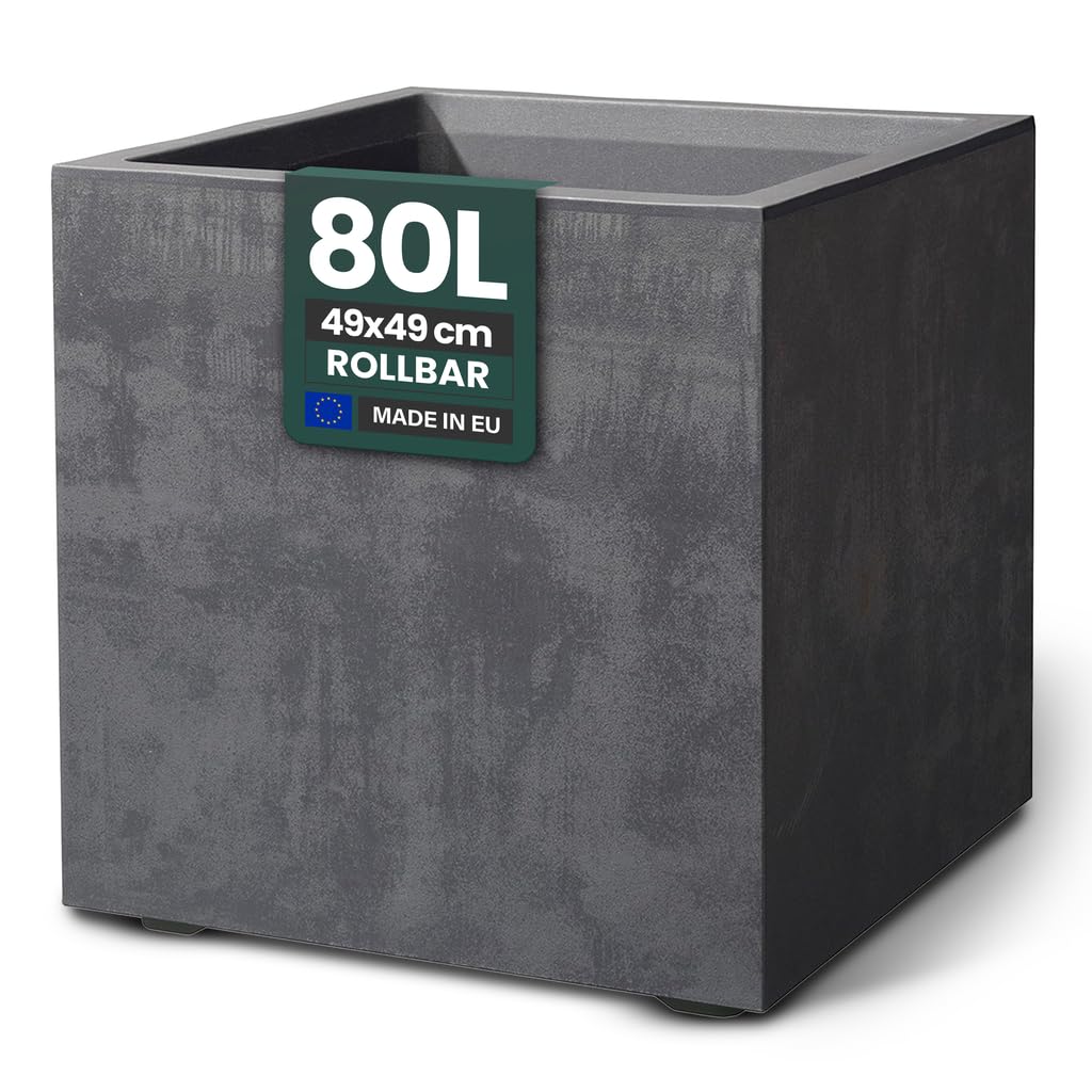 Kreher XL Pflanzkasten Millennium in verschiedenen Formaten und Farben. Tolle Naturstein Optik in Braun, Beige, Anthrazit oder Grau! Aus robustem Kunststoff! (80 Liter Anthrazit)