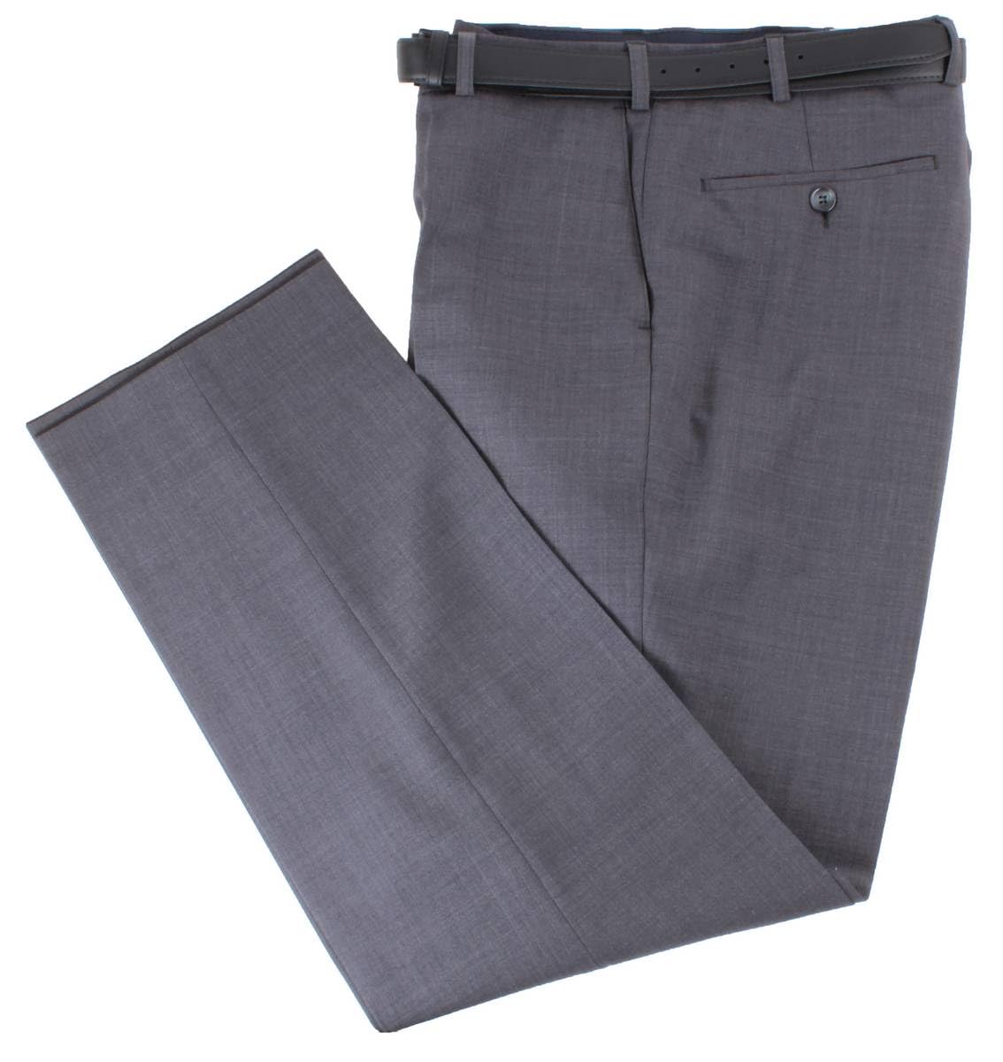 Bruhl Men's Mid Grey Steward Classic Plain Front Wool Mix Trousers - W38 L30