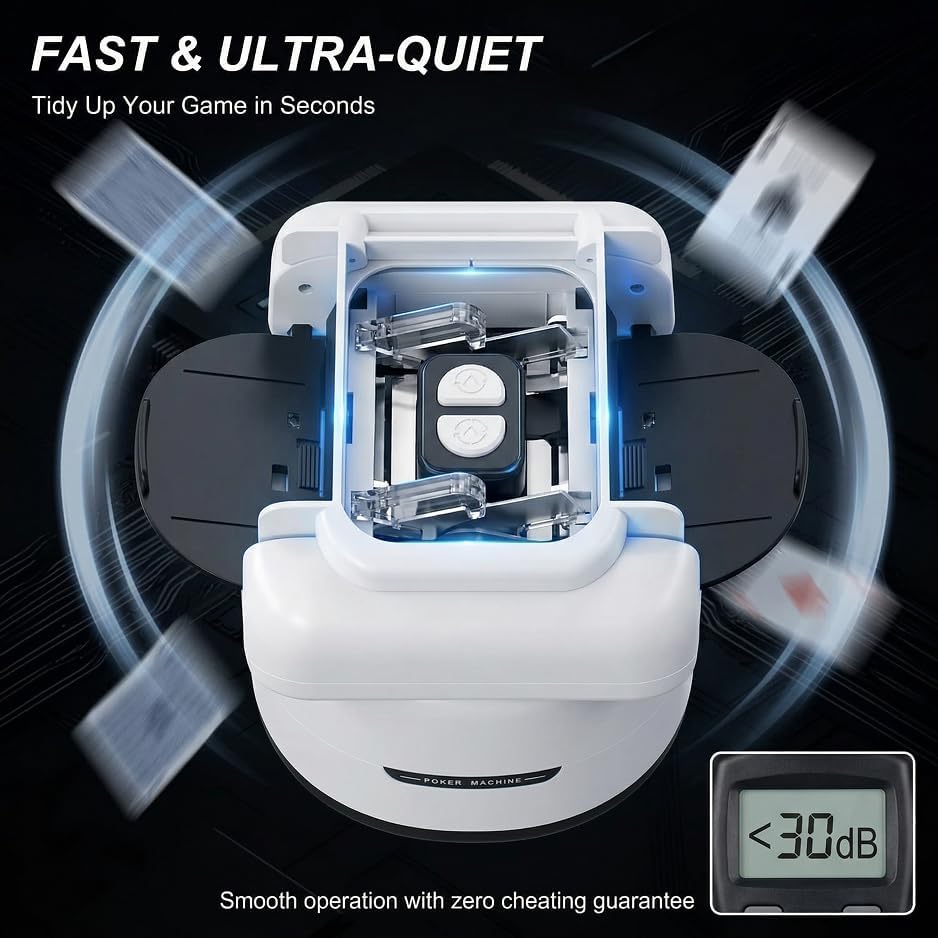 Automatic Pokers Card Shuffler Automatic Card Shuffler 1-4 Deck, Rechargeable Shuffler Machine for Poker Bridge Texas Hold'em Mahjong Cards Canasta