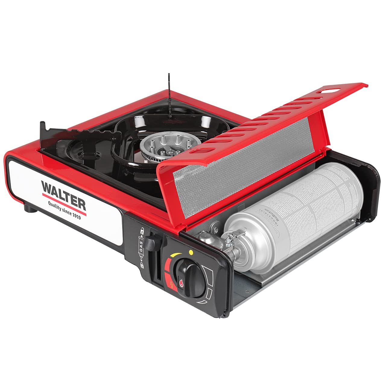 WALTER Campingkocher Gourmet mit Piezo, 2,2 kW Leistung | Zuverlässiger Gaskocher für Outdoor-Abenteuer, Einfach zu bedienen, Kompaktes Design, Zum Kochen beim Camping und unterwegs