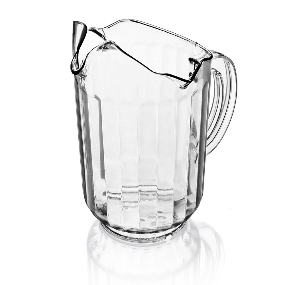 Nueva estrella 46236 policarbonato plástico restaurante agua jarra con 3 boquillas, 60-Ounce, transparente, juego de 12