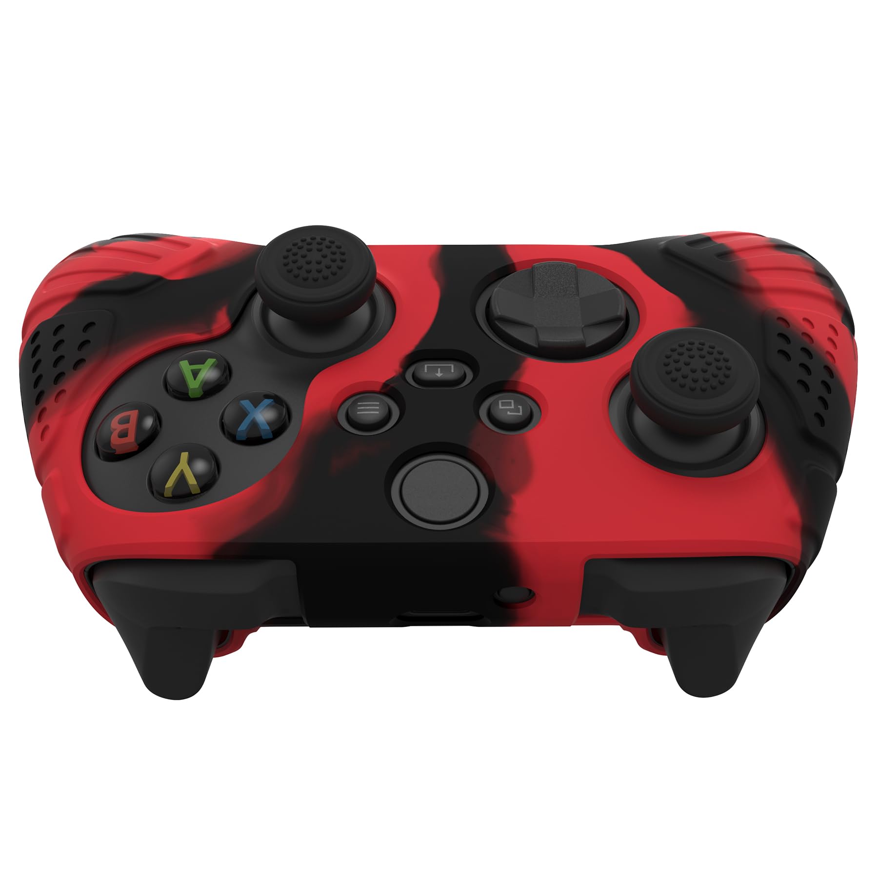 eXtremeRate PlayVital Funda de Silicona para Xbox Series X/S - Protector Antideslizante de Tacto Suave con 2 Tapas de Joystick, Material Duradero, Protección Completa - Edición Guardian (Rojo Negro)