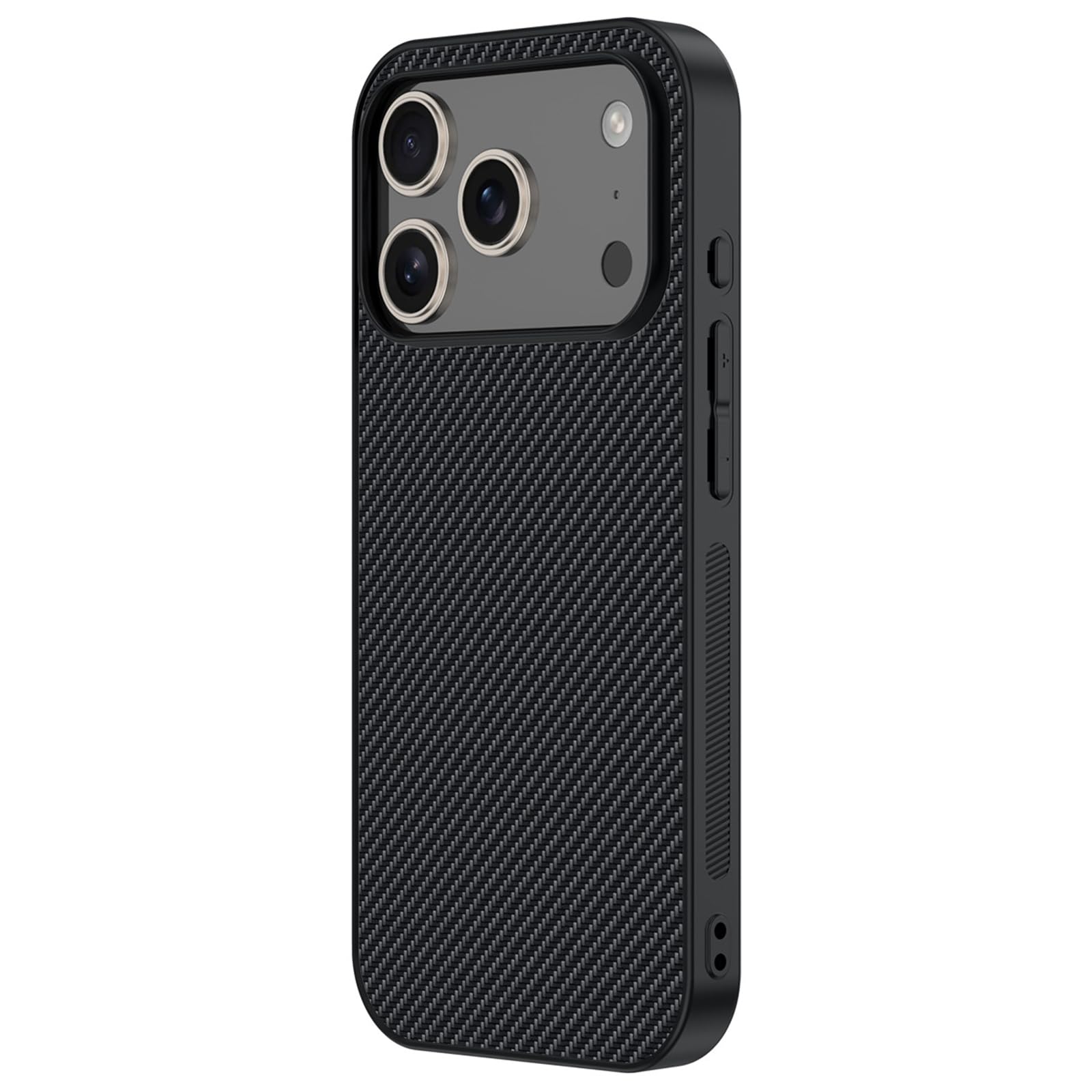 Dünne Hülle für iPhone 17 Pro Max/17 Pro/17 Air/17, Kohlefaser Muster Leder rutschfeste Schutzhülle Kabellosem Laden Handyhülle,Schwarz,17 Pro