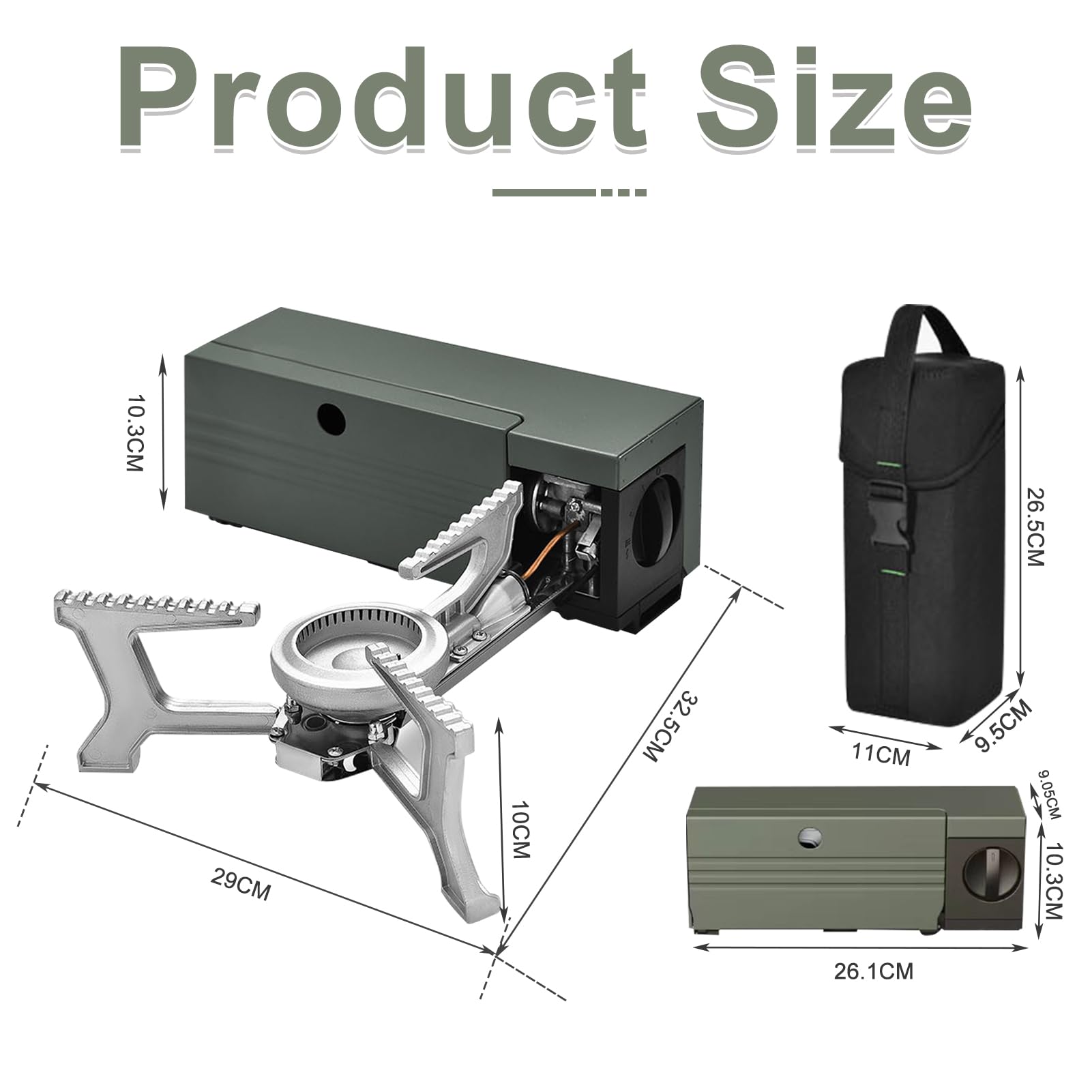 Réchaud à gaz portable - Pliable - Pour camping, randonnée et fêtes - Vert