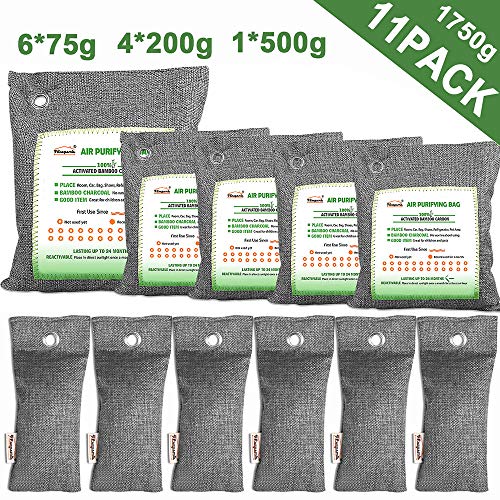 Bamboo Charcoal Air Purifying Bags, Breathe Green Charcoal Odor Eliminator Bags, Nature Fresher