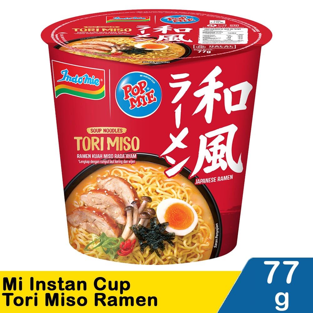 Amazon.com: Pop Mie Instant Cup Noodle Ramen Tori Miso, 77 gram