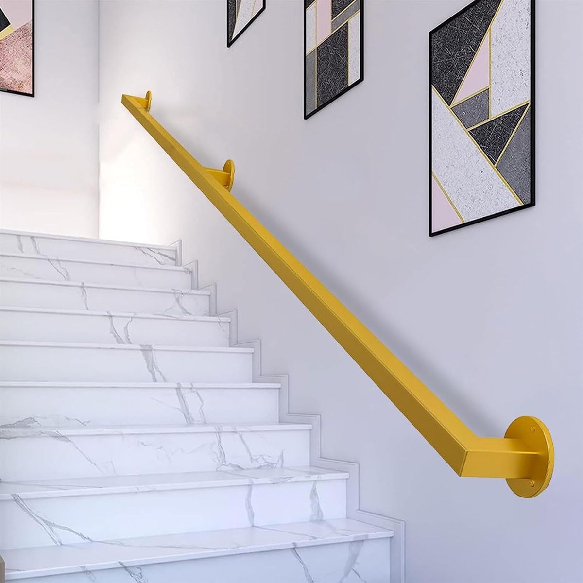 Rampe d'escalier moderne en métal doré de 2 pieds pour marches intérieures