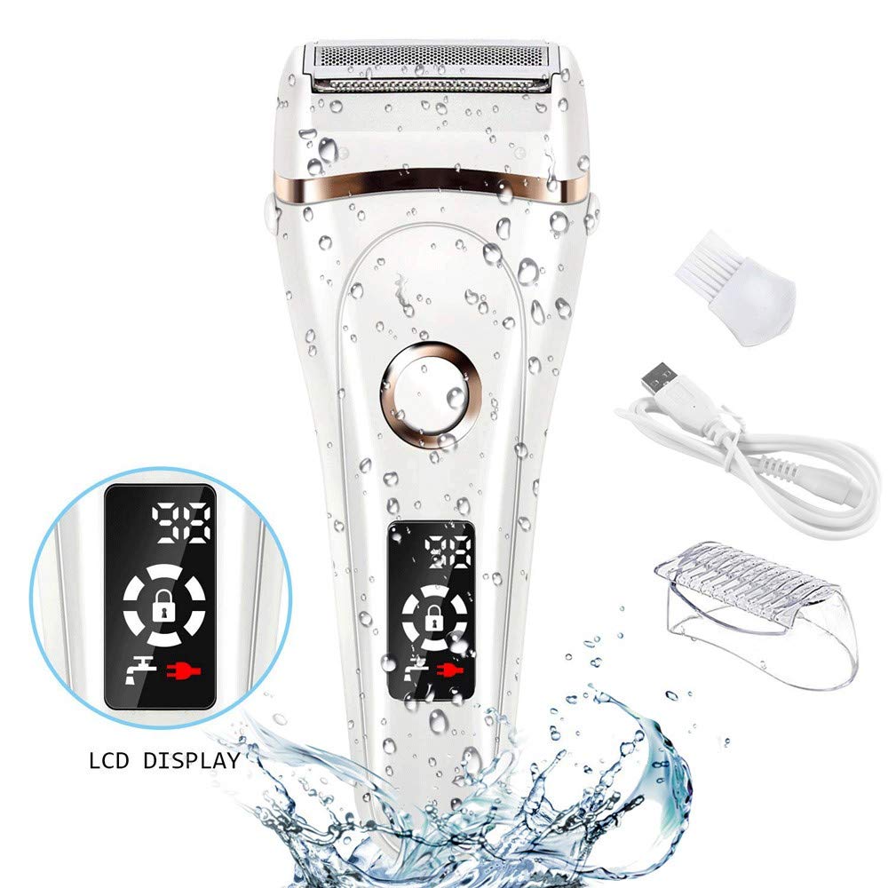 HAIRCURLER Epilator for Women, Facial Hair Remover, Wet and Dry USB Rechargeable Shaver with LED Dispaly Body Hair Removal for Arm Underarm Bikini Area, Painless Personal Hair ShaverWhite