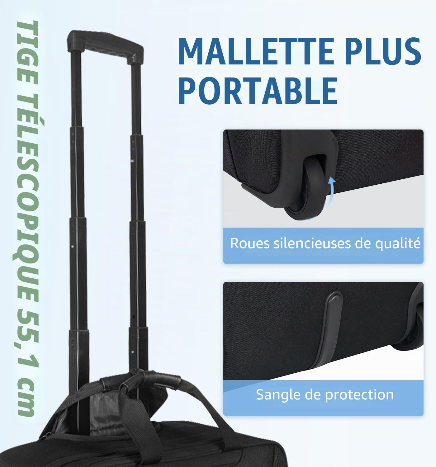 EMPSIGN Sac à roulettes pour Ordinateur Portable 17,3 Pouces pour Hommes et Femmes Sac à roulettes Hydrofuge pour Ordinateur Portable avec Poche de Blocage RFID Rolling Laptop Bag