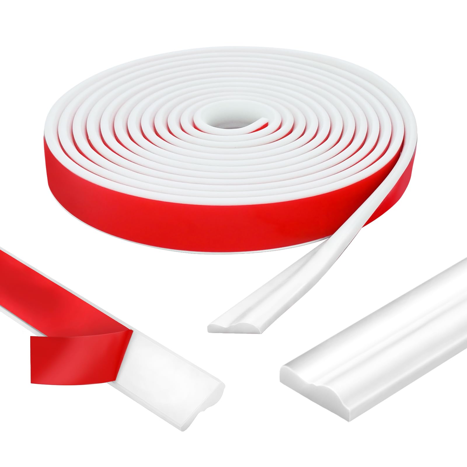 WEXFFU Peel and Stick Wall Molding Trim, 6m*40mm Decoration Molding Trim, Self-Adhesive 3D Chair Rail Panel Molding, Wall Protection & DIY - Flexible Mirror Frame, Cabinet Door Trim, White
