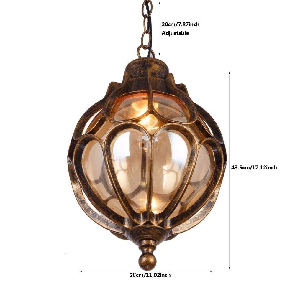 Żyrandol V-intage Aluminiowa szklana kula przeciwdeszczowa Zewnętrzne lampy wiszące Merranean Ball Wodoodporna wisząca sufitowa Continental Villa Pavil Grape Courtyard Chande Light