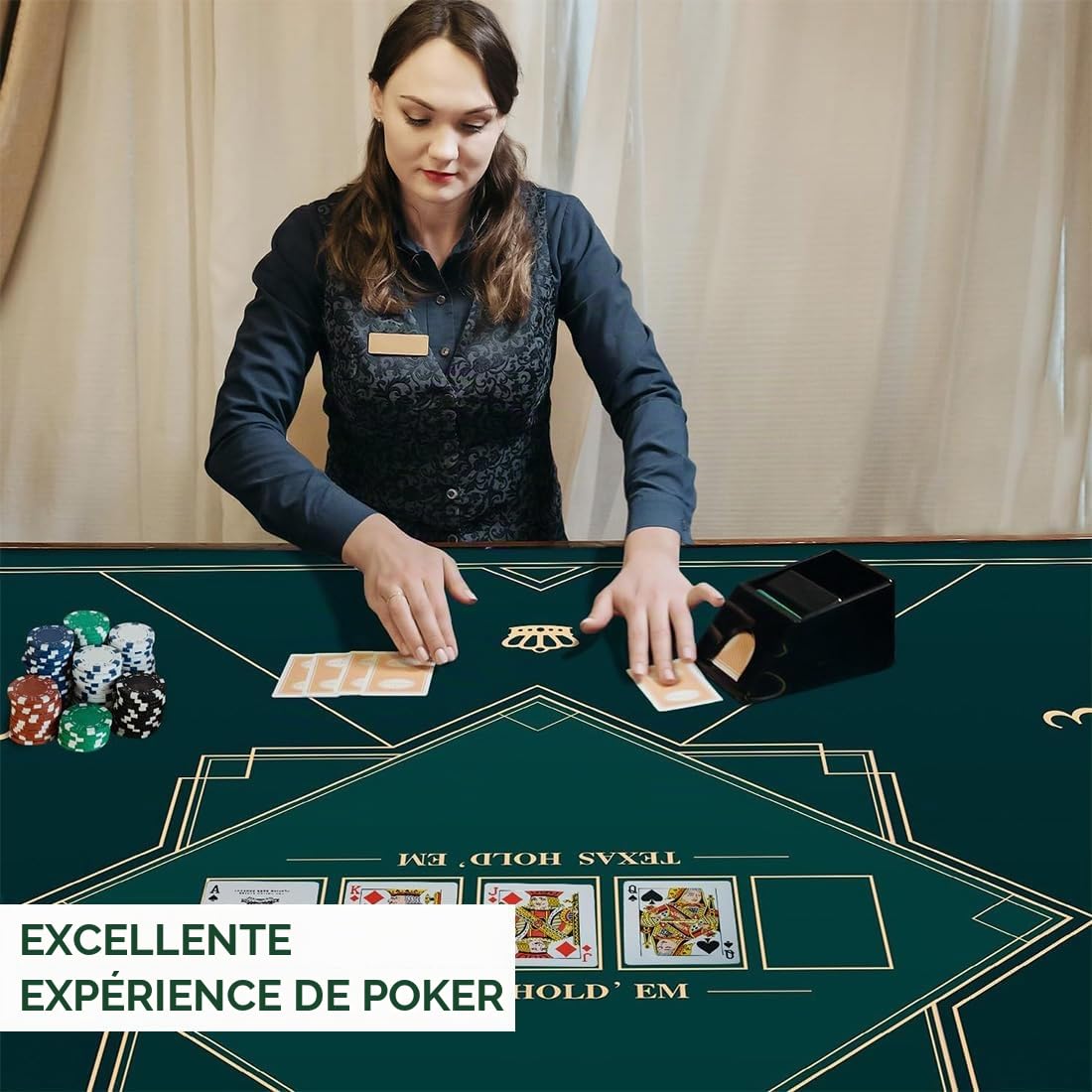 Tapis de Poker Carré, Texas Holdem pour sa Propre Table de Poker, Tapis Table de Poker, Tapis de Cartes à Jouer (100 * 100 cm)