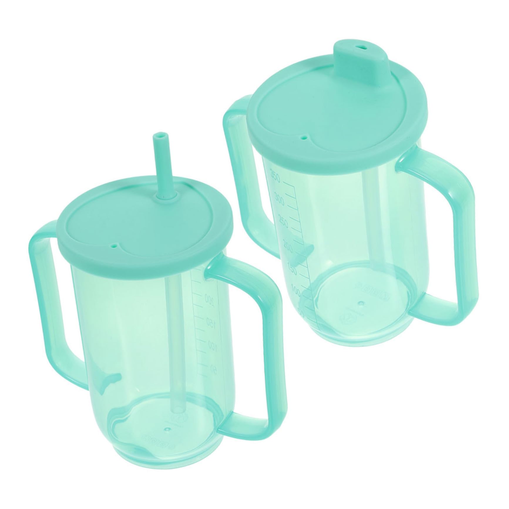 2 Stück Pflegebecher 350ml Kunststoff Grün für Senioren
