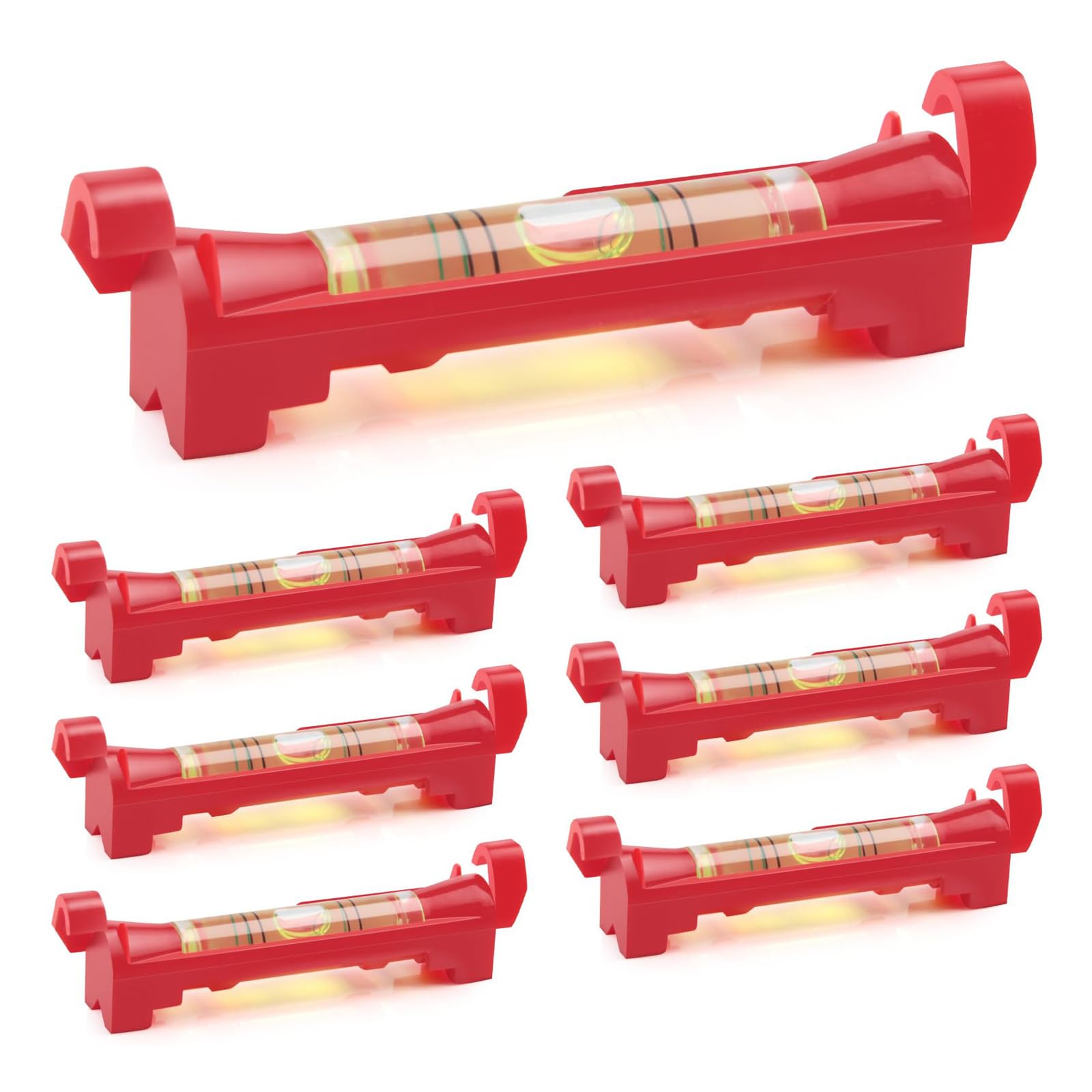 7PCS Mini String Line Level: 75×12mm Hanging Bubble String Line Spirit Level – Ideal for Bricklaying, Metalworking, Tiling, and Construction (Red)