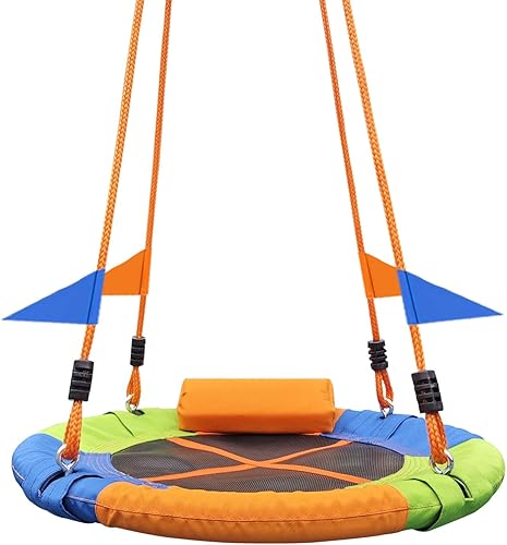 Miniatura 8 de Columpio de árbol de 24 pulgadas, columpio de árbol de telaraña, capacidad de peso de 700 libras, Oxford 900D impermeable, con almohada, correas