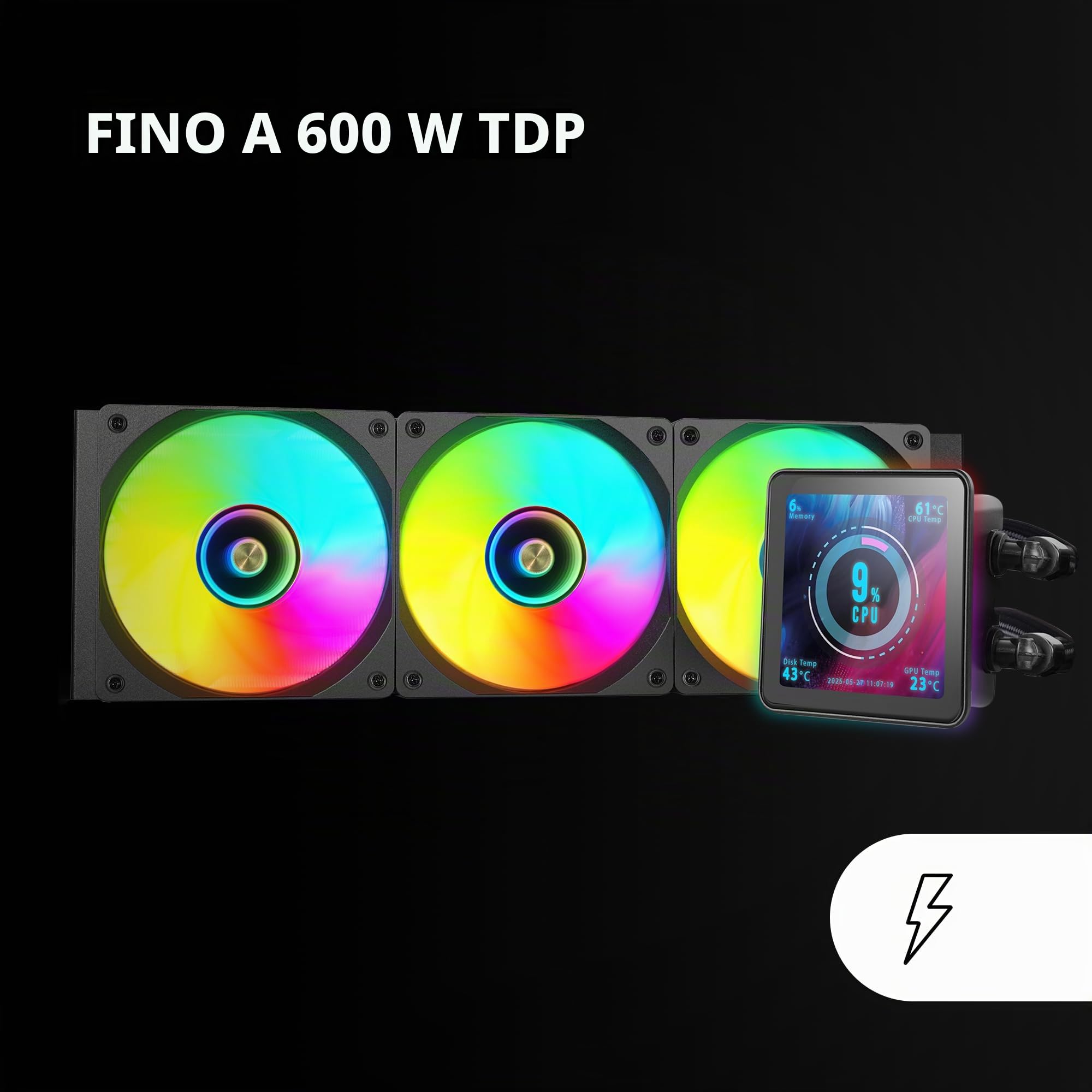 Mars Gaming ML-VISIONPRO360, Raffreddamento a Liquido AIO, TDP 600W, 3x Ventole ARGB 120mm FDB con Nucleo in Rame e Alluminio, Schermo LCD IPS 4” Rimovibile, Opti-Chamber 3a Generazione, Nero