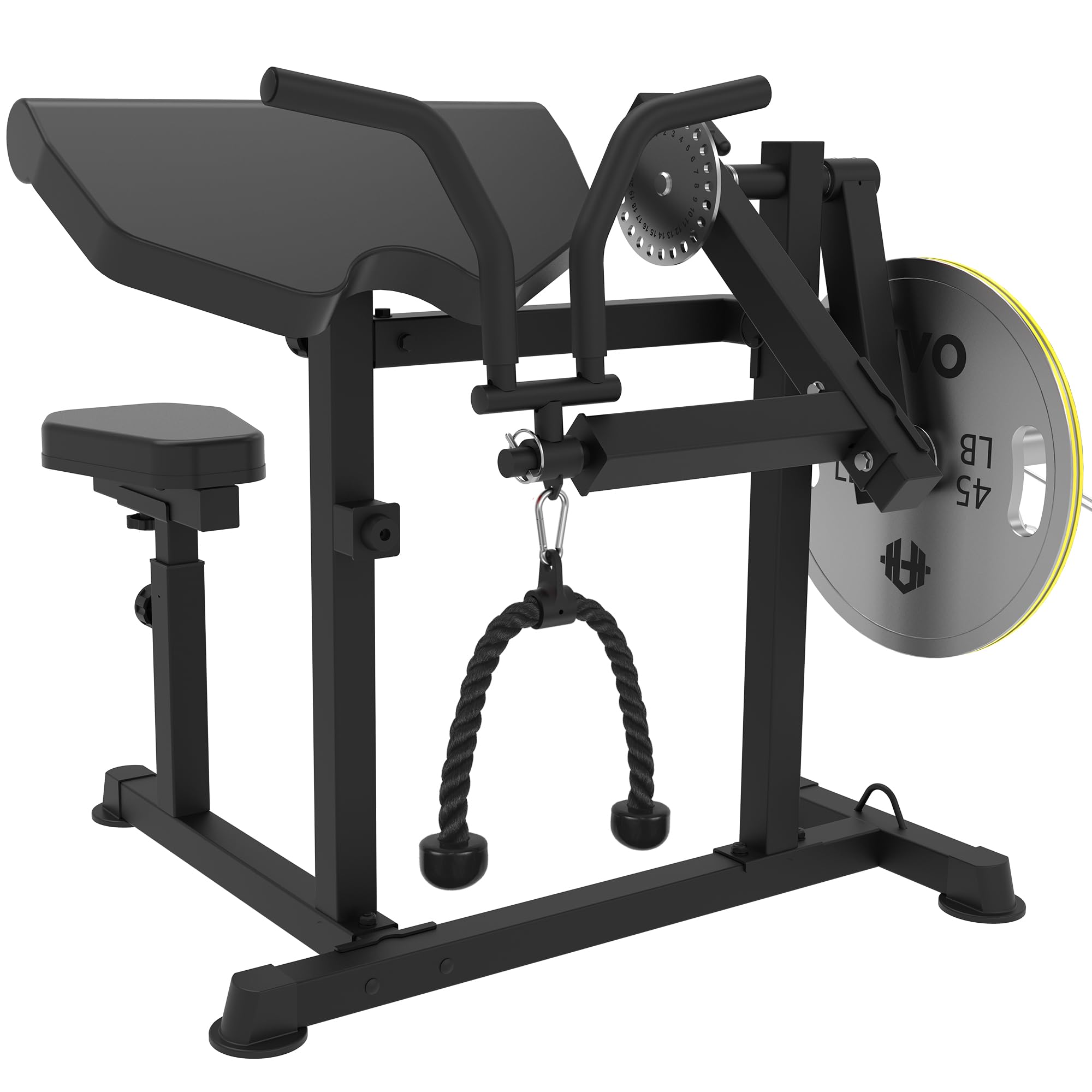 HVO Banc à Biceps & Triceps : 2-en-1 Pupitre à Biceps Réglable pour Curl et Extension des Triceps Assise – Banc de Musculation pour Entraînement des Bras à Domicile – Noir