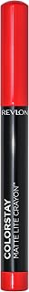 Revlon Batom ColorStay Matte Lite Crayon com apontador integrado, fórmula fosca sem secagem de longa duração, batom à prova de transferência, 009 penas de babados, 1,4 g