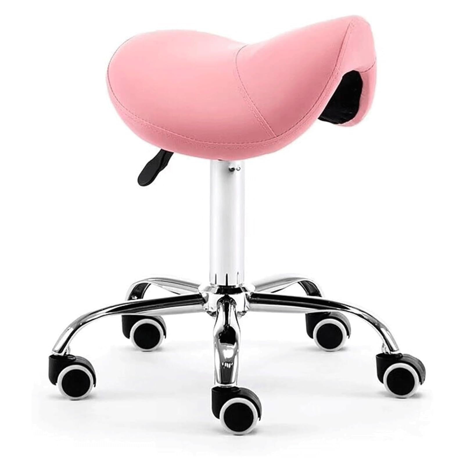 Adjuble Omic Sattelhocker mit Rollen, PU-Leder, Drehstuhl für Salon, Tattoo, Beau, Lash, Dental – Höhe 48–60 cm, Tisch & vielseitig