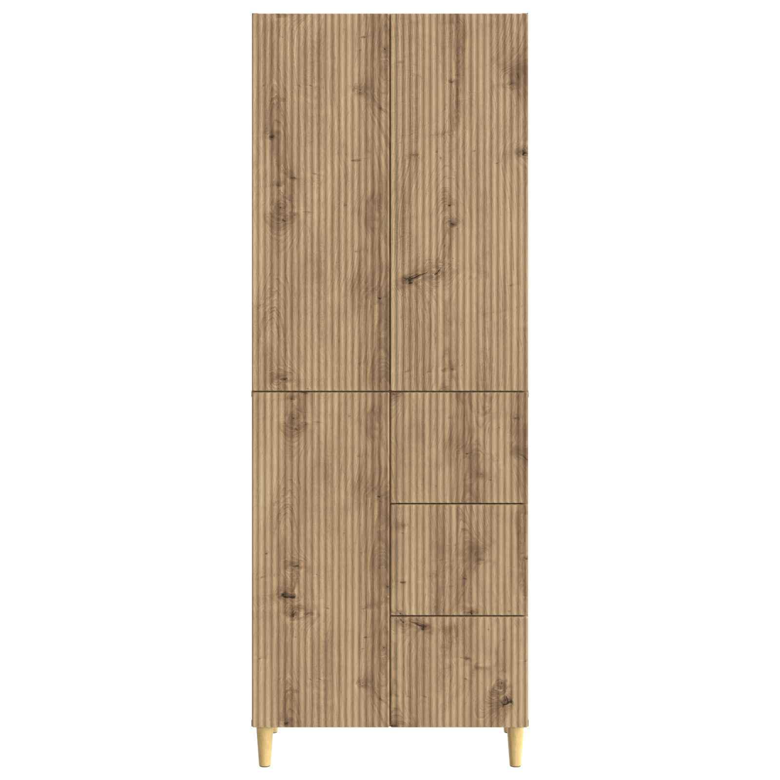 Fengshui Set di 2 armadi, in legno, regolabile in altezza | Con scomparti, cassetti e ripiani, per soggiorno o terrazza, resistente alle intemperie