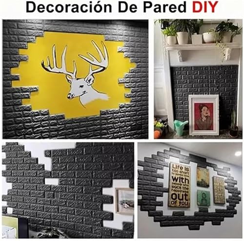 Miniatura 6 de Paquete de 10 papel tapiz de ladrillo 3D para despegar y pegar, paneles de pared de ladrillo 3D, autoadhesivos, de espuma de polietileno,