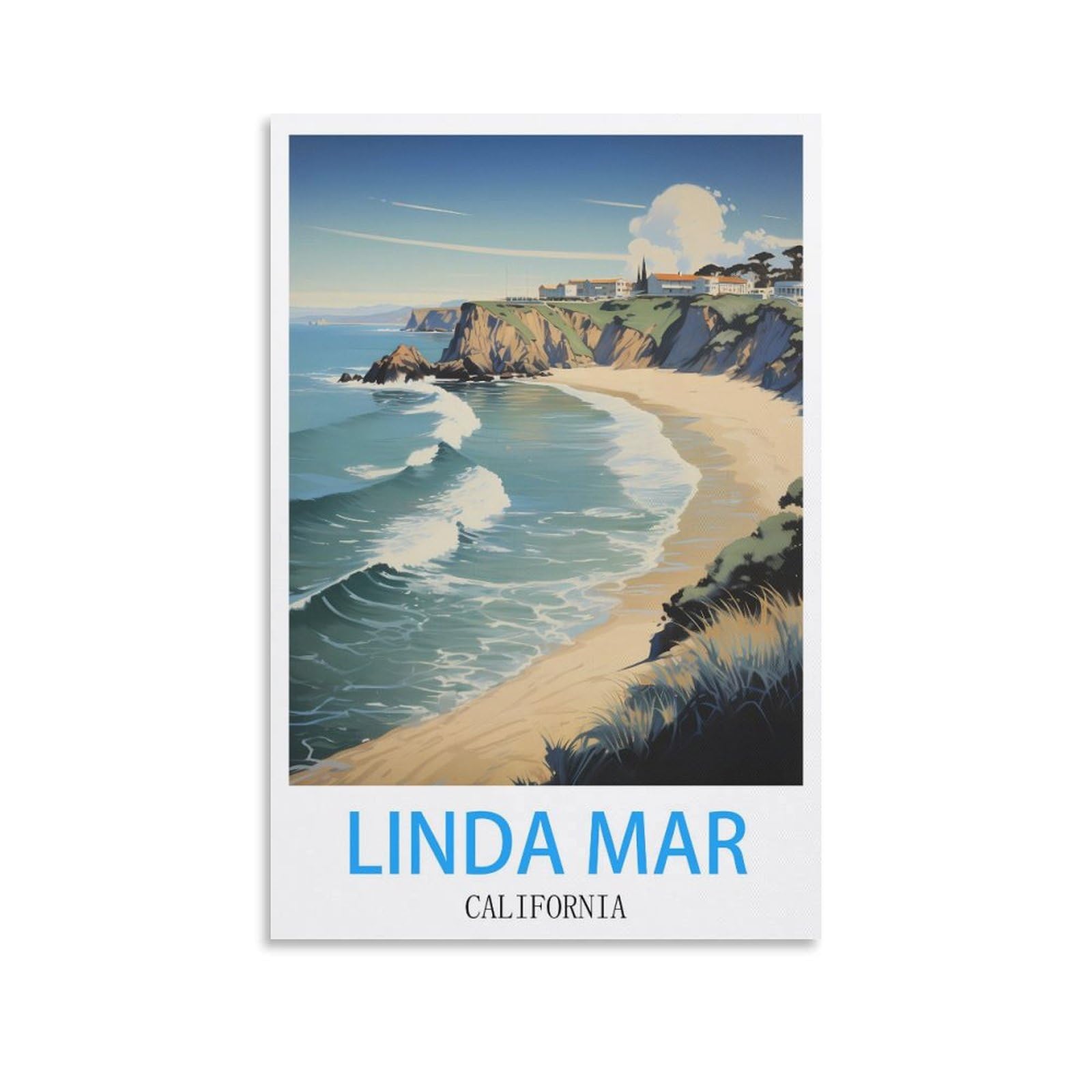 Retro Vintage Wall tin Plaque,Linda Mar California,Art Plaque Poster Wall Decor for Home Tool Room Bar Club Restaurant Cafe 30x40cm