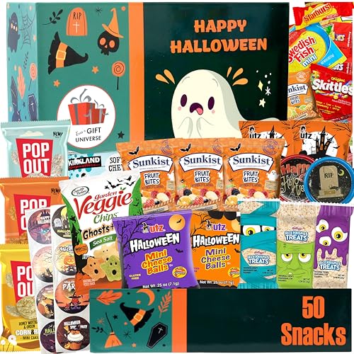 Halloween-Snacks-GREEN-BOX-50-Count-Cookies-Candy-Care-Package-For-Students-Loved-Ones-Friends-Girlfriend-Boyfriend-Gift-Basket-for-Everyone